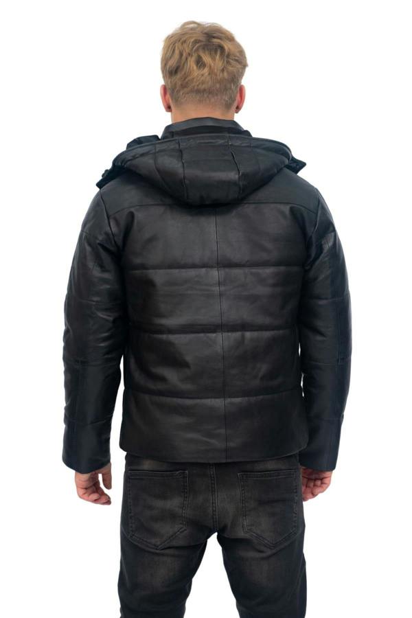 Infinity Leather Mens Puffer Leather Bomber Jacket-Augsburg
