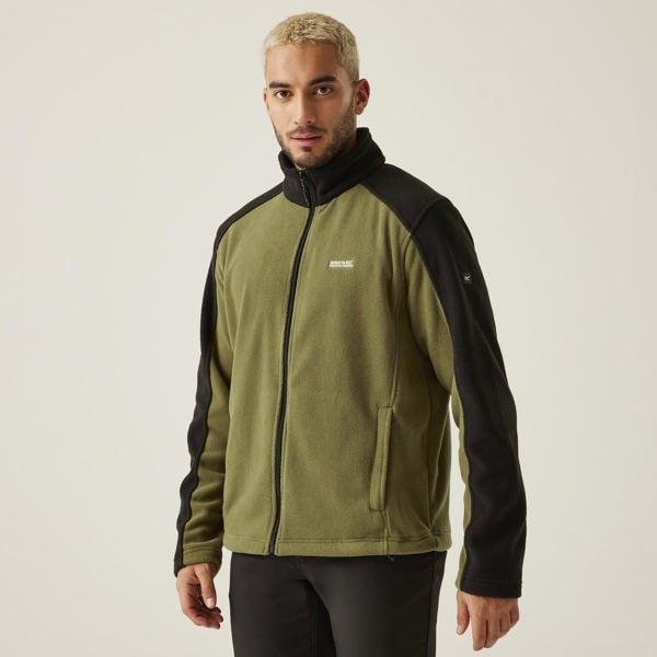 Regatta Great Outdoors Mens Hedman II Two Tone Full Zip Fleece Jacket - Nephrite Green / Black