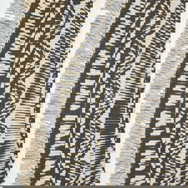 HOMESCAPES Black & White 100% Cotton Mandala Printed Round Rug