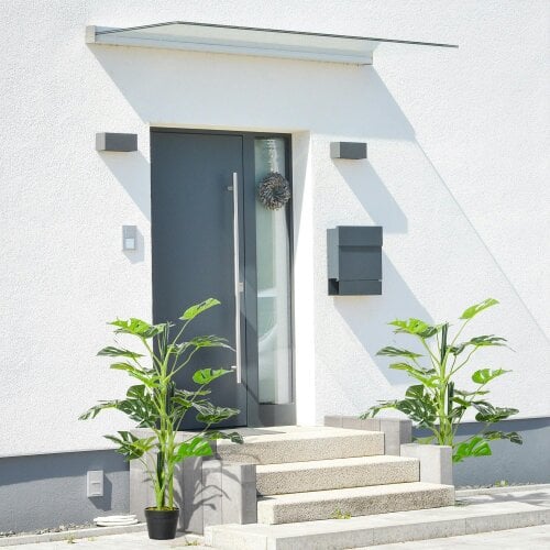 Wyld Haus Nalale Lumo Set Of 2 Artificial Monstera Style Trees With Cheese Leaf Design And Pots