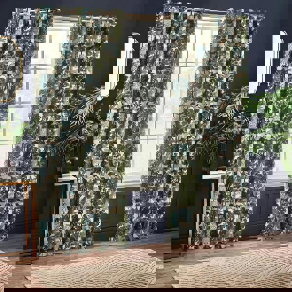 Wylder Woodlands Jacquard Floral Eyelet Curtains - Green