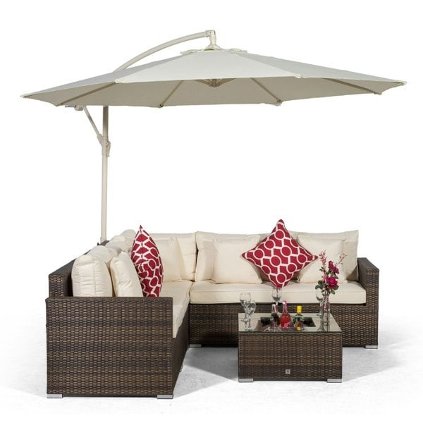 Giardino Havana 5 Seat Rattan Corner Sofa Set with Ice Bucket Coffee Table