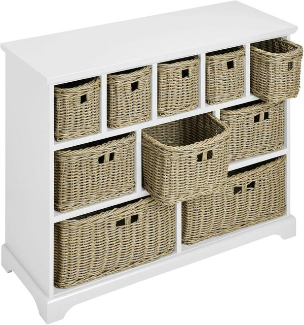 Statement Furniture Tetbury 10 Drawer Storage Unit with Strong Wicker Baskets