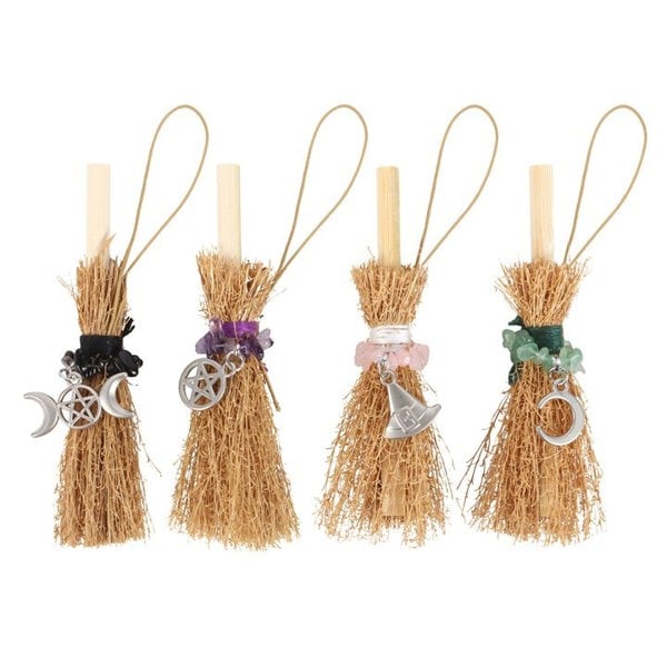Serano Set of 24 Lucky Crystal Broomstick Car Charms on Display