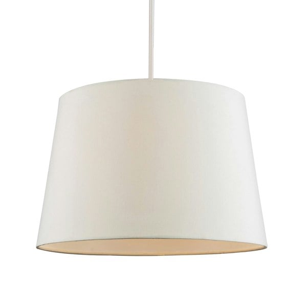 White Cotton Fabric 12inch Drum Lampshade with White Cotton Inner Image 2