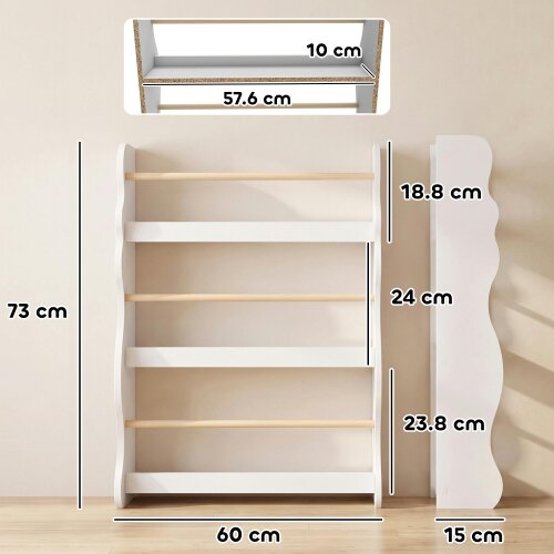 AIYAPLAY Kids Bookshelf Wall Mounted 3 Tier Kids Bookcase White