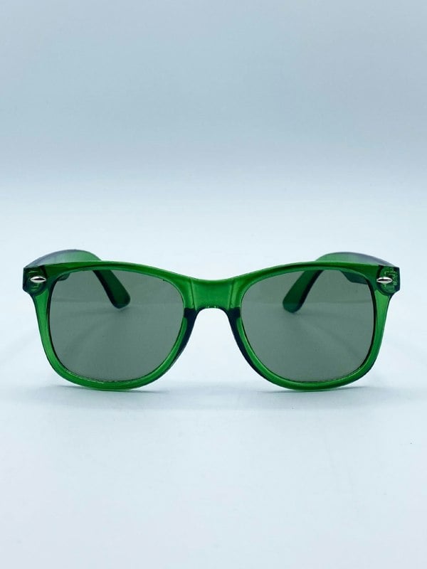 SVNX Green Wayfarer Sunglasses with Green Lenses