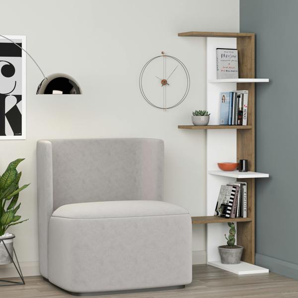 Decortie Saso Modern Corner Bookcase Display Unit Medium 141(H)cm
