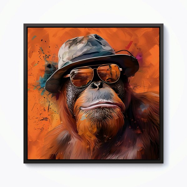 Warren Reed Orangutan In Glasses Framed Canvas