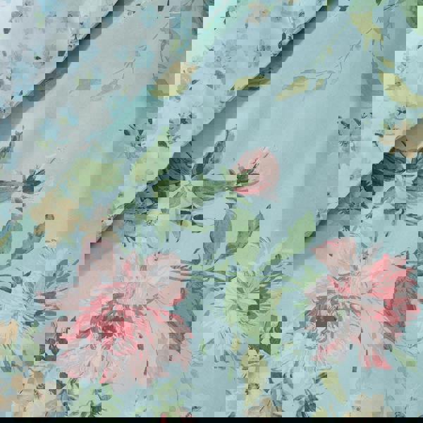 Catherine Lansfield Avebury Floral Reversible Duvet Cover Set Duck Egg Blue