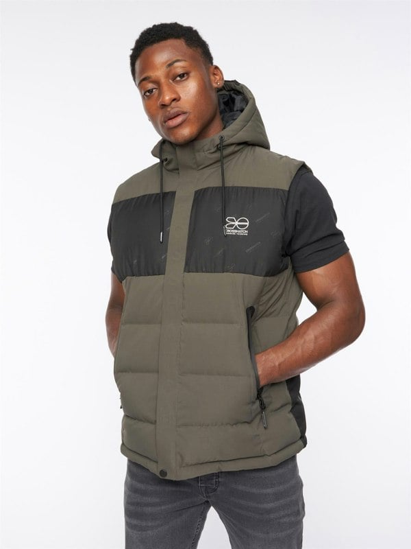 Crosshatch Kremlins Embossed Gilet Olive
