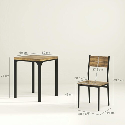 Wyld Haus Lulila Wooden Rustic Brown 3 Piece Minimal Dining Table And Chair Set