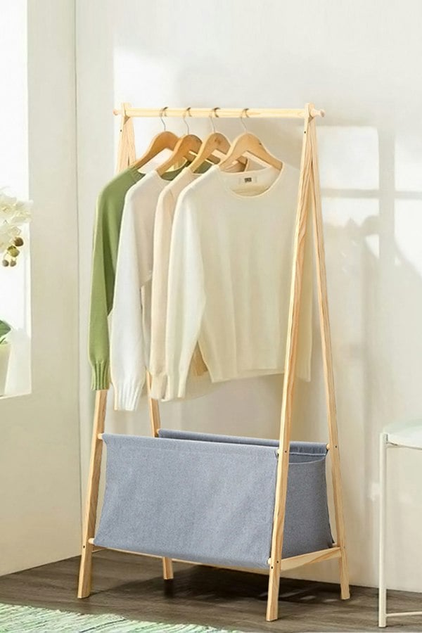 Living and Home 1-Tier Portable Wooden Clothes Rack Garment Rack Storage Box Shelves Bedroom