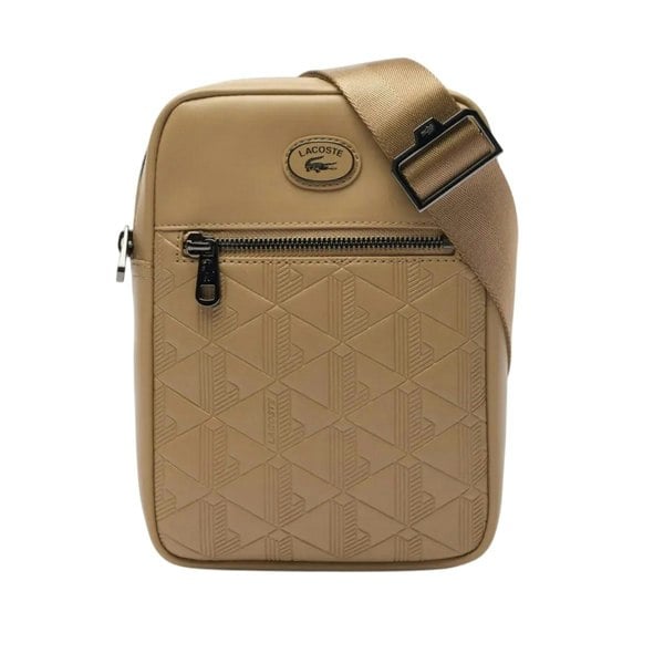 Lacoste Monogram Leather Satchel - Beige