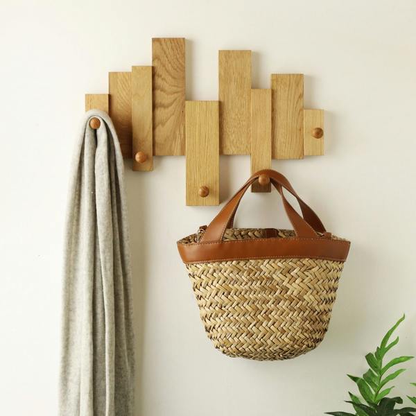 MijMoj Design Solid Oak Blocks Coat Rack - Shaker Pegs