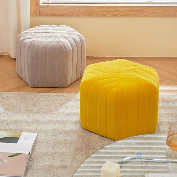Della Footstool, Velvet-Rit Concept-Yellow-Rit Concept