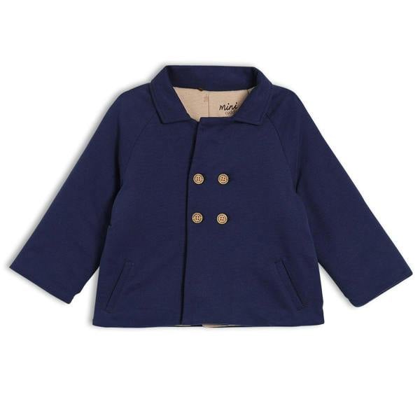 Baby Boys Solid Jacket, Navy Blue - Minicuddles