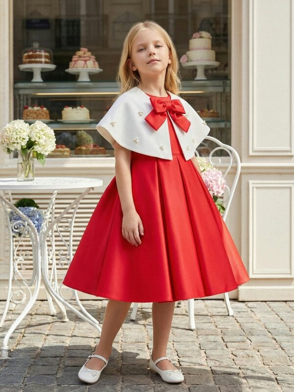 DRESS & Fleur Girls Dress and Bolero Set in Red