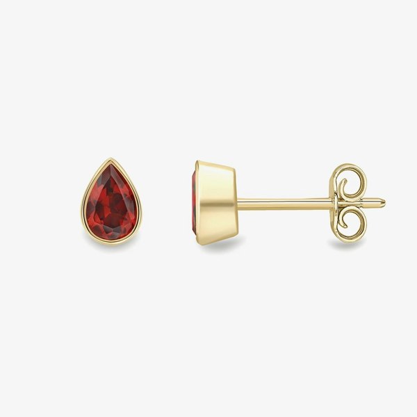 T. H. Baker 9ct Yellow Gold Pear Cut Garnet Stud Earrings 120325147570