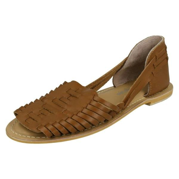 Leather Collection Ladies Leather Collection Flat Weave Sandals F00145