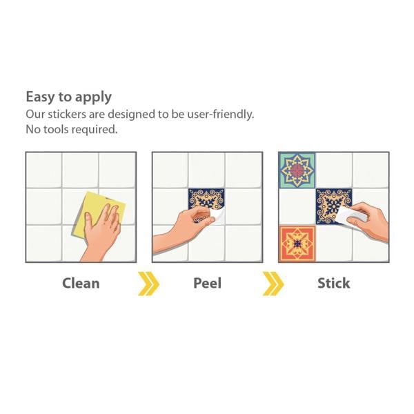 WT1568 - Mara Colourful Mix Mediterranean Wall Tile Sticker Set - 15 cm x 15 cm - 24 pcs