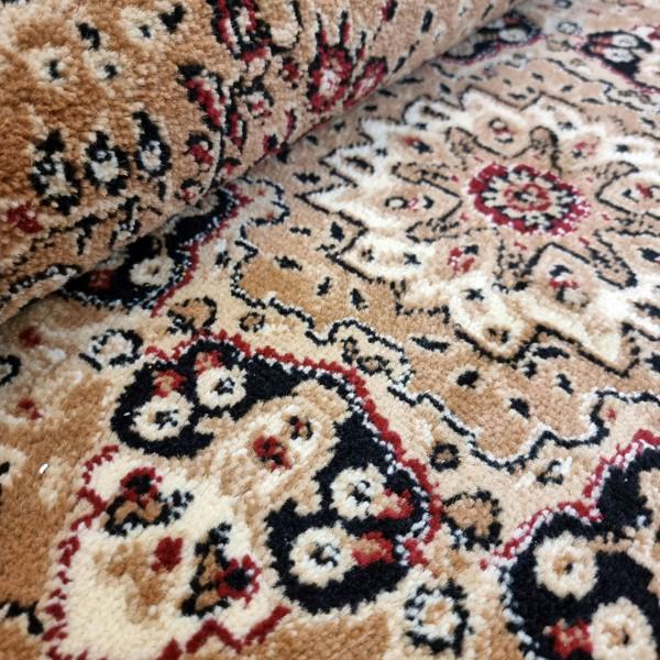 Thick Beige Oriental Rug for Living Room, Traditional Vintage Style