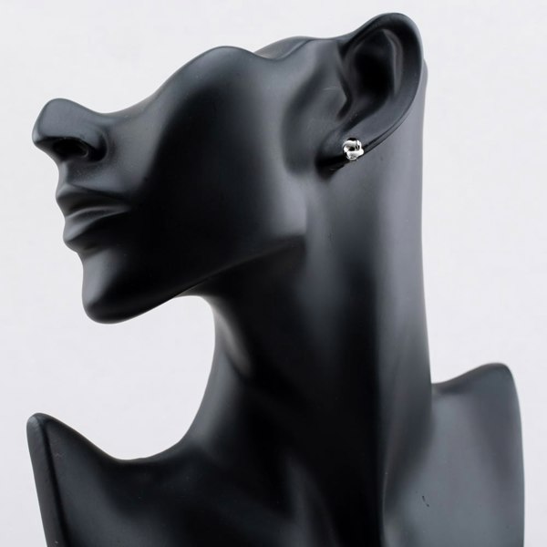 T. H. Baker Sterling Silver Rhodium Plated White Enamel Small Knot Stud Earrings 8.55.9506