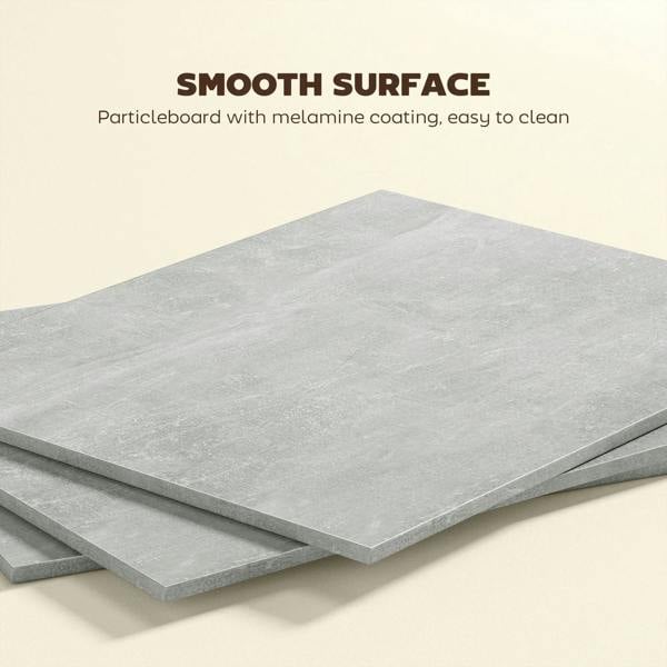Grey drop-leaf tabletop with smooth melamine surface and fold-open edges