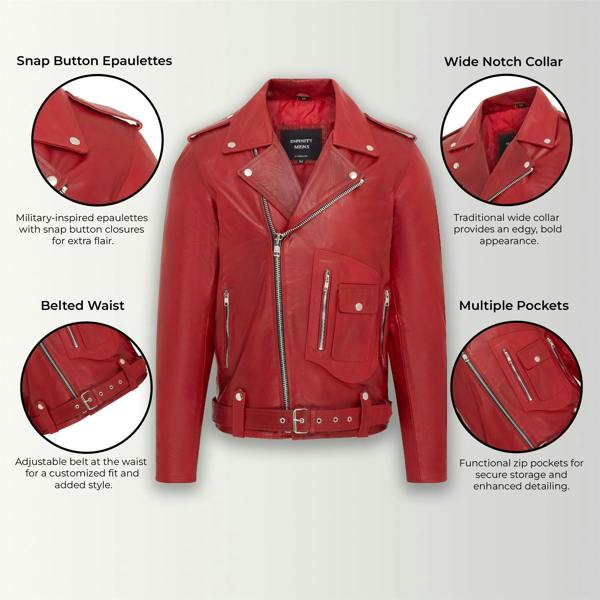 Infinity Leather Mens Cow-Hide Biker Brando Jacket - Pargas