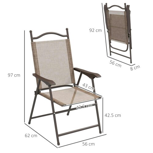 Wyld Haus Hazivi Set Of 2 Cream Mesh and Brown Metal Folding Garden Chairs