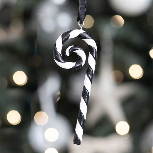 Serano Black and White Candy Cane Hanging Ornament