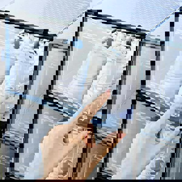 Living and Home 12pcs Stackable Shoe Storage Box Organiser Black