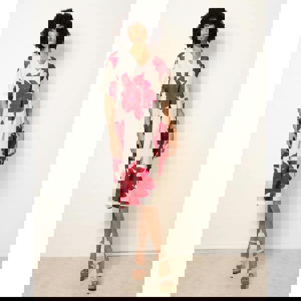 Blue Vanilla Floral Print Diamante Detailed Dress