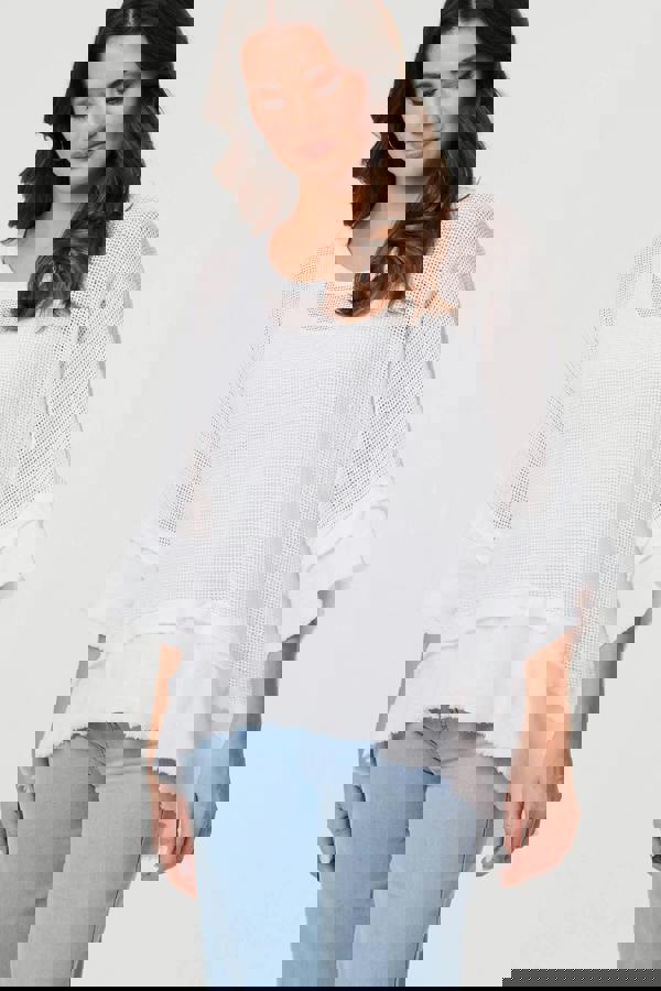 White | Semi Sheer Mesh Relaxed Layered Top