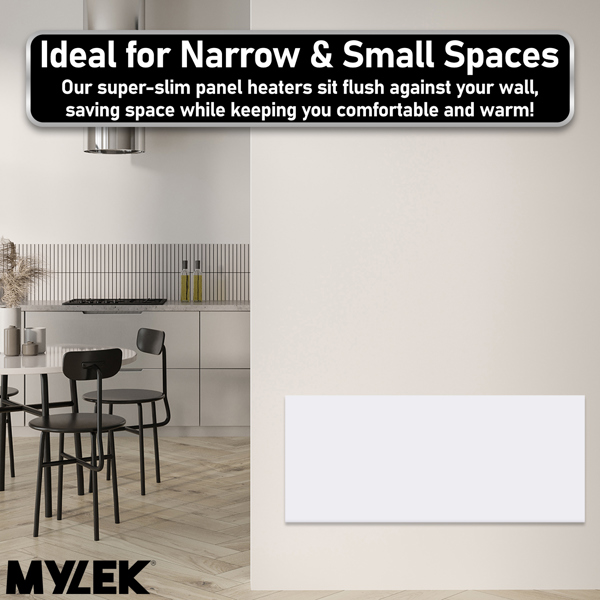 MYLEK Panel Space Heater White 2KW Eco, Smart and WiFi App Slimline Low Energy - Wall Mounted, Bathroom IPX4