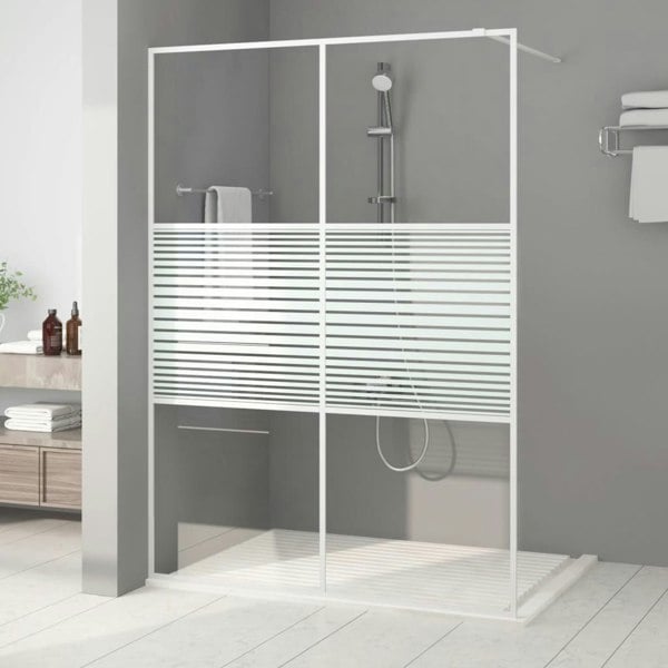 Berkfield Walk-in Shower Wall White 140x195 cm Clear ESG Glass
