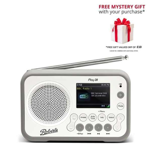 Roberts PLAY20 Compact and Portable DAB/DAB+/FM Digital Radio - Free Gift RRP £10!
