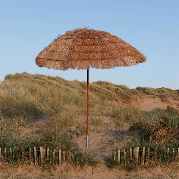 Gardenwize Garden Parasol – Straw Beach Umbrella with Tilt & Wooden Pole