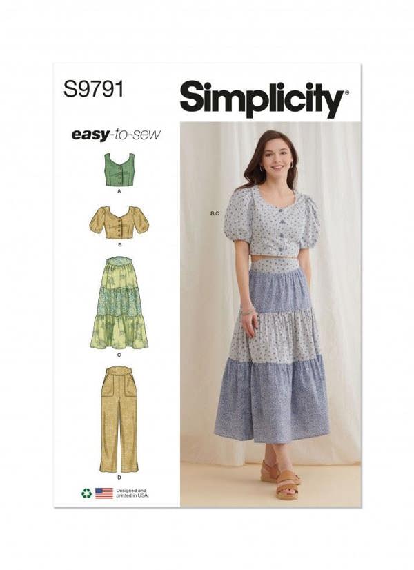 Simplicity Sewing Pattern 9791, Tops, Trousers, Skirts for Women, D5 (4-6-8-10-12) - Easy