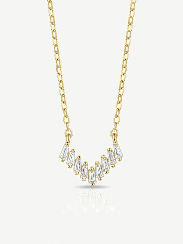 MUCHV Dainty Baguette Bar Necklace - Gold