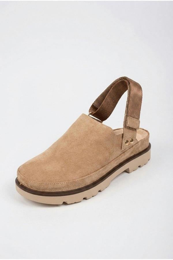 Tara Womens Suede Convertible Slingback Clogs - Khaki