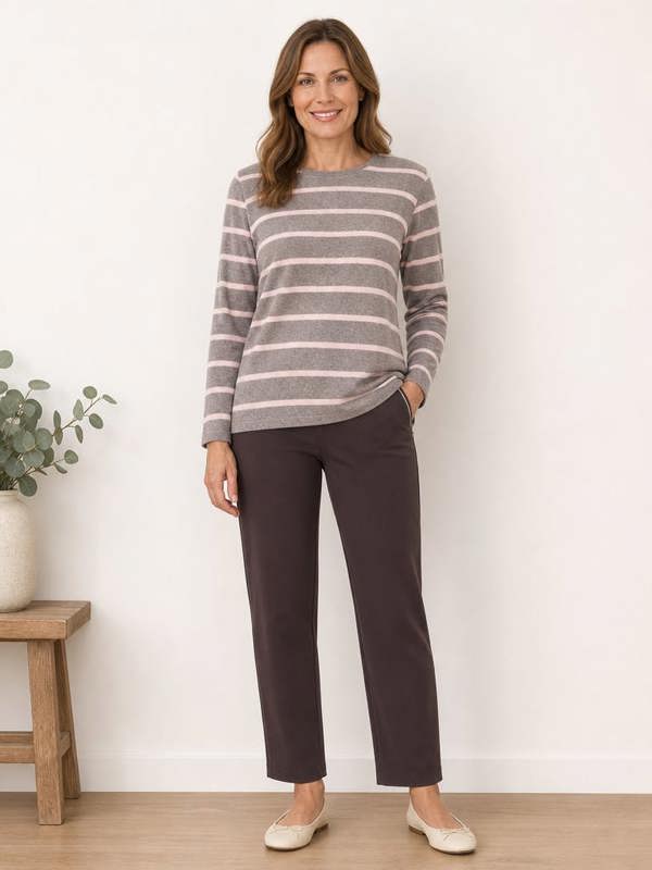TIGI Yarn Dye Stripe Zip Detail Top