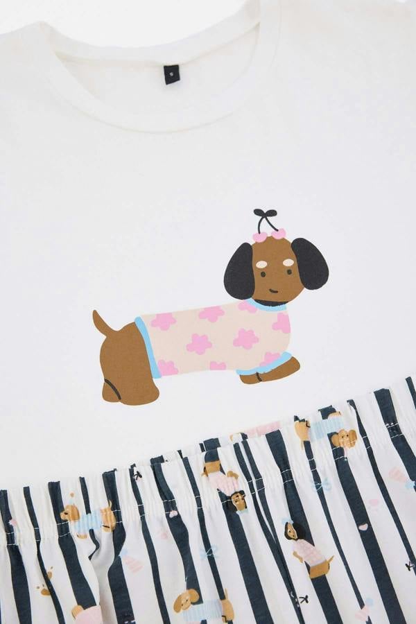 Round Neck Long Sleeve Dog Pyjama Set