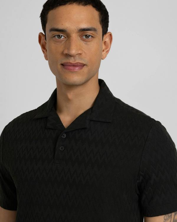Steel & Jelly Beckton - Zigzag Textured Polo Shirt