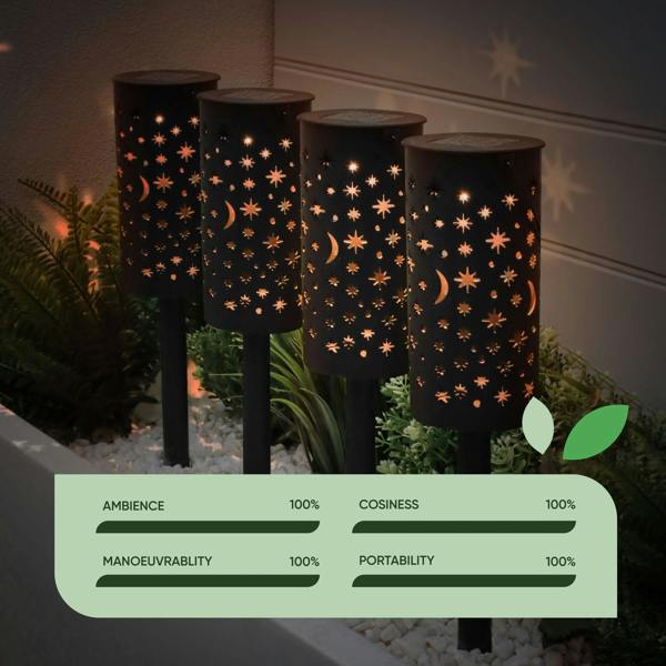 Gardenwize Pack of 4 Solar Stake Lights – Night Sky Lantern LED Lights