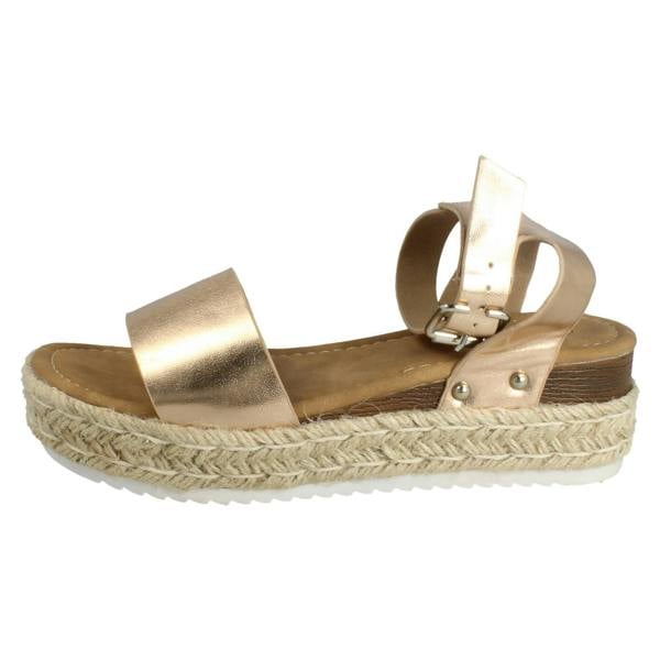 Savannah Ladies Savannah Buckle Fastening Ankle Strap Wedge Sandals F12095