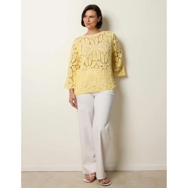 Blue Vanilla Flower Crochet Long Sleeve Top