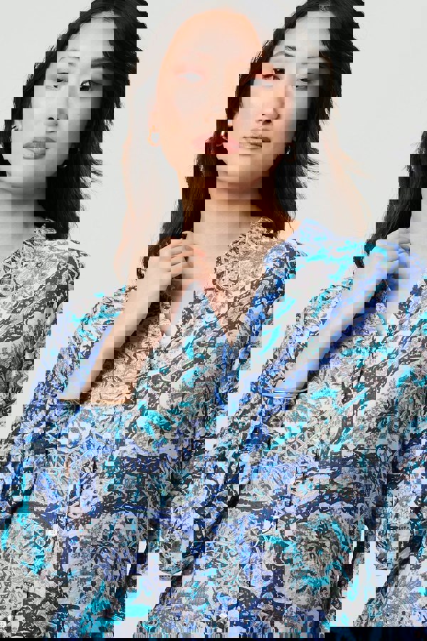 Blue | Paisley Long Sleeve Tunic Shirt
