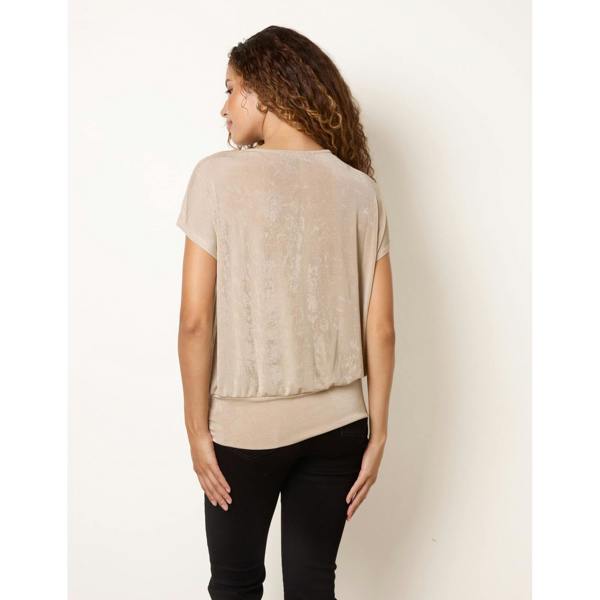 Blue Vanilla Draped Cowl Neck Deep Hem Top
