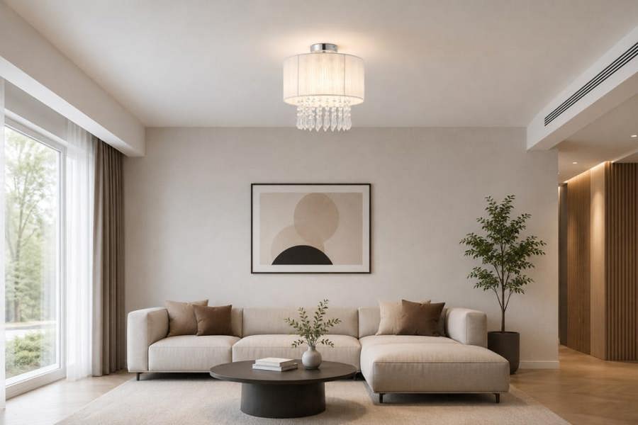 COSYLYTE Winni Modern Beaded Voile Cream Ceiling Light